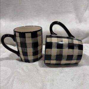 Robert Stanley Coffee/Tea Mugs Black White Plaid Buffalo Checker